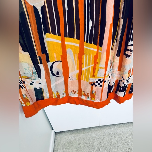 French Connection Gorgeous art print cross back maxi chiffon dress big pockets - Picture 5 of 14